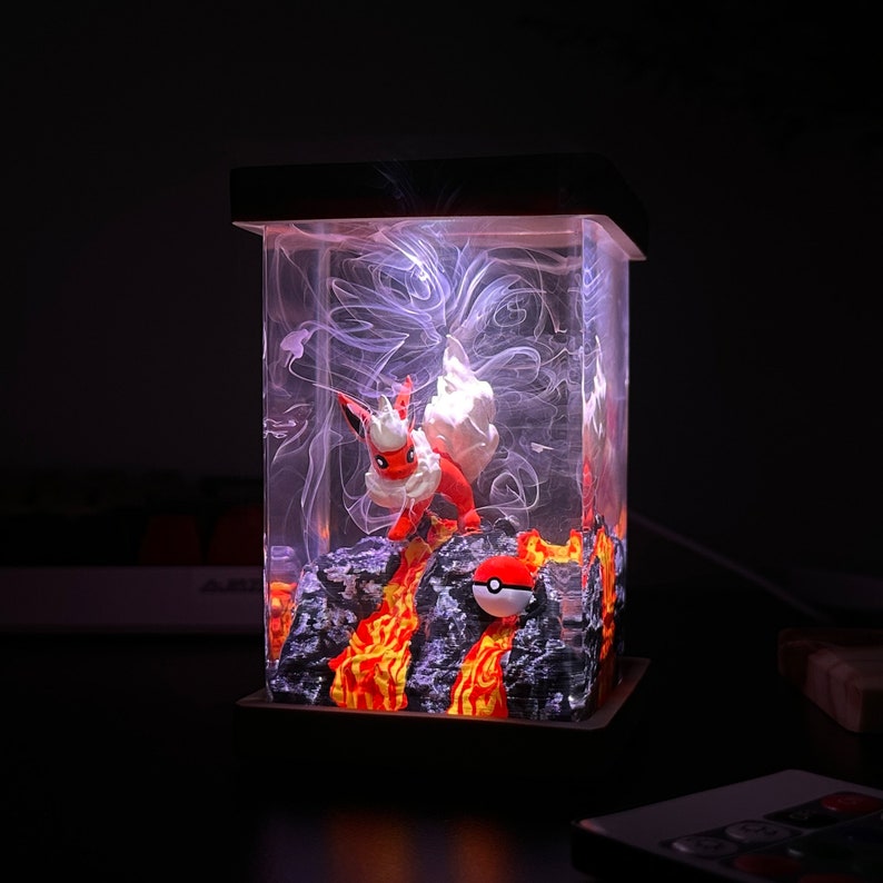 Flareon Pokemon Resin Epoxy Lamp, Night Light