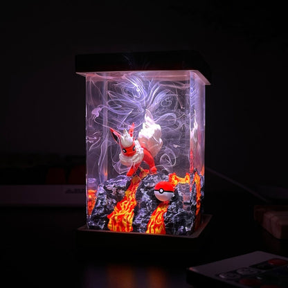 Flareon Pokemon Resin Epoxy Lamp, Night Light