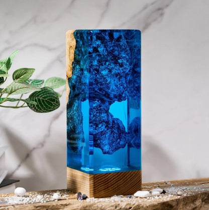 Blue Ocean Resin Epoxy Lamp, Night Light