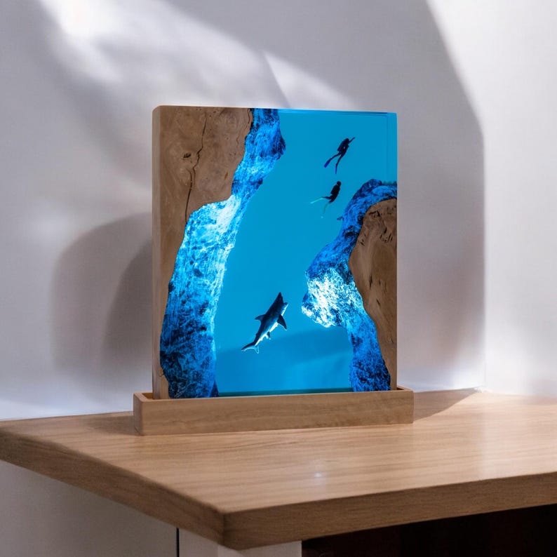 Shark Resin Epoxy Lamp, Night Light