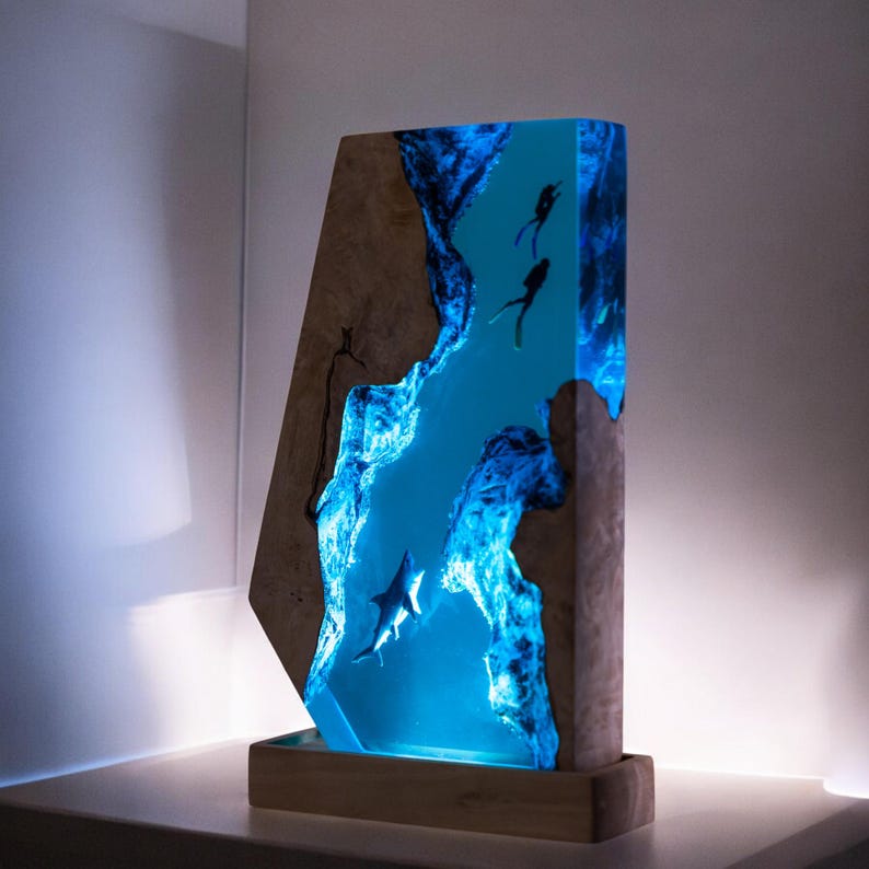 Shark Resin Epoxy Lamp, Night Light