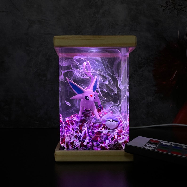 Espeon Resin Epoxy Lamp, Night Light