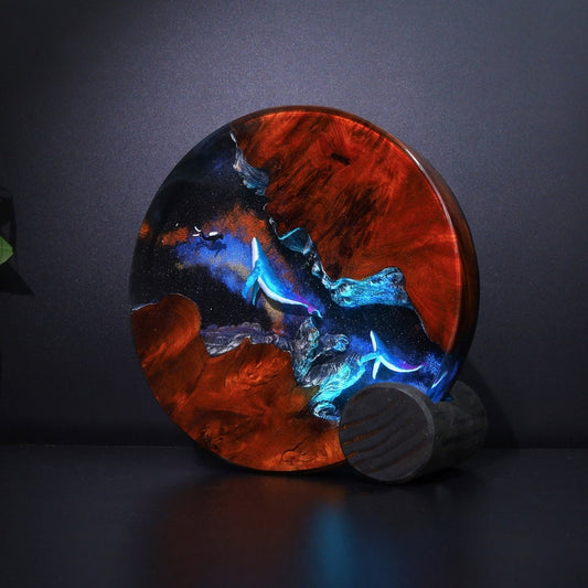 Stringray and diver resin lamp