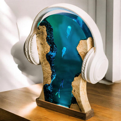 Jellyfish & Diver Resin Epoxy Lamp