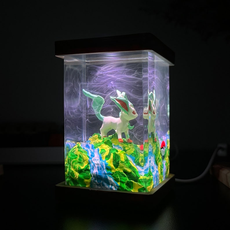 Leafeon Pokemon Resin Epoxy Lamp, Night Light