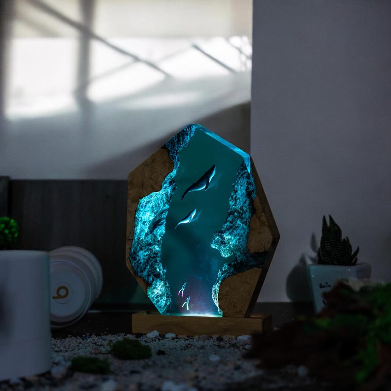 Whale Resin Epoxy Lamp, Night Light