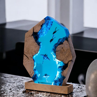 Mantra Ray Resin Epoxy Lamp, Night Light