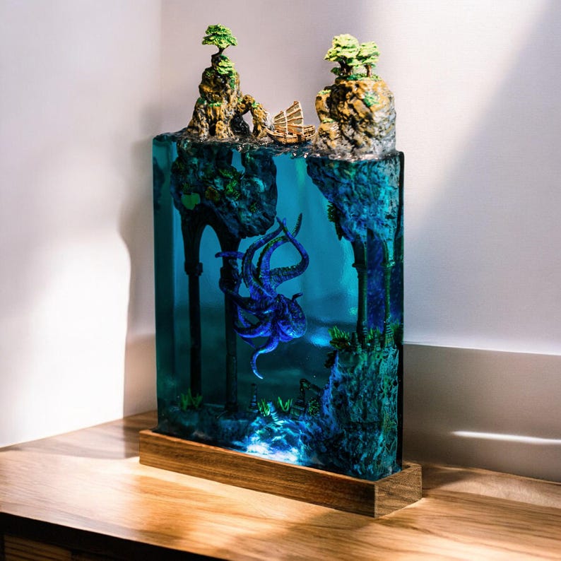 Octopus Resin Epoxy Lamp, Night Light