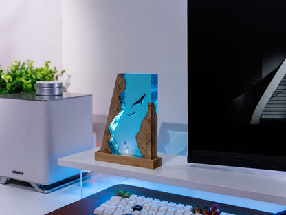 Whale Ocean Resin Epoxy Lamp