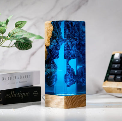 Blue Ocean Resin Epoxy Lamp, Night Light