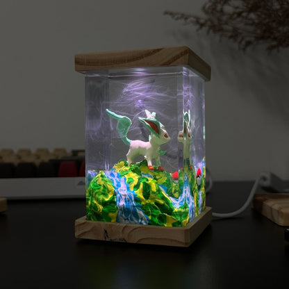 Leafeon Pokemon Resin Epoxy Lamp, Night Light