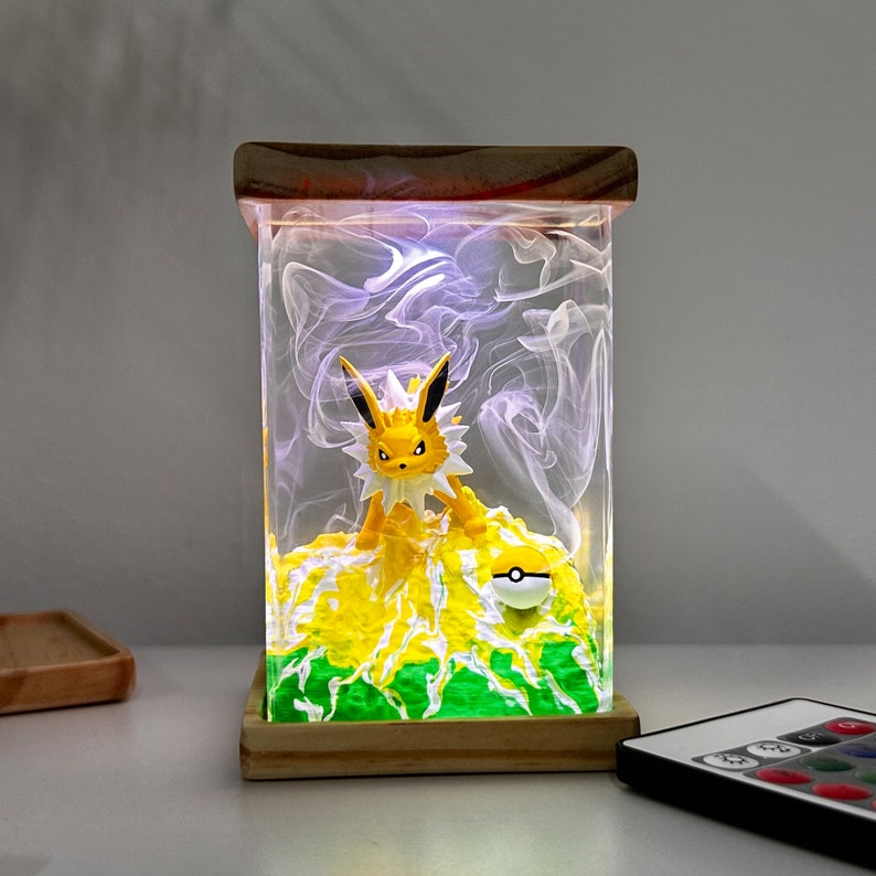 Jolteon Pokemon Resin Epoxy Lamp, Night Light