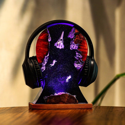 Astronaut Galaxy Headphone Stand Resin Lamp