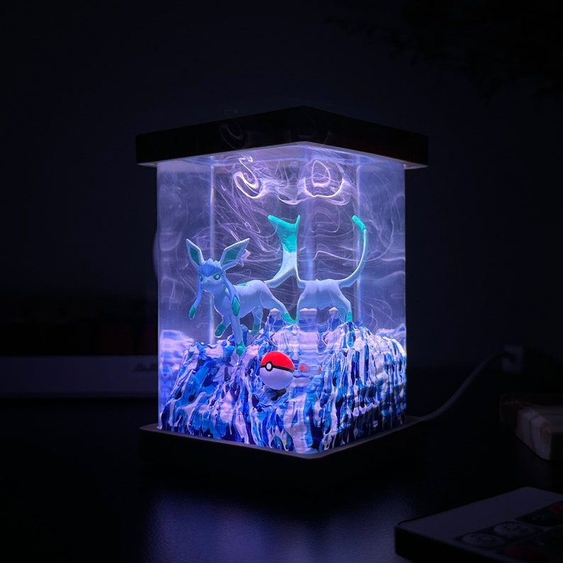 Glaceon Pokemon Resin Epoxy Lamp, Night Light