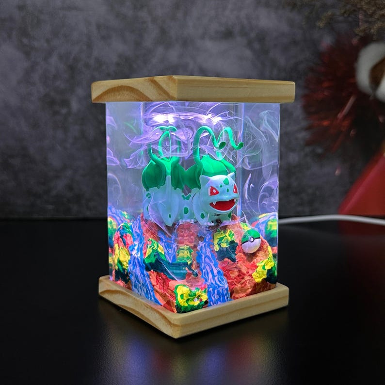 Bulbasaur Pokemon Resin Epoxy Lamp, Night Light