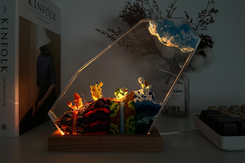 Squirtle Pokemon Resin Epoxy Lamp, Night Light