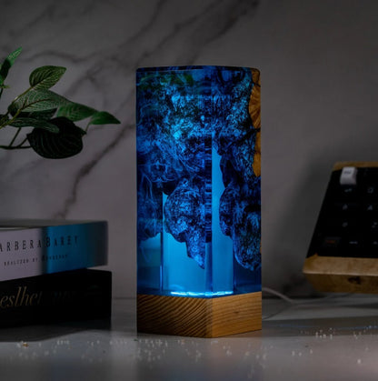 Blue Ocean Resin Epoxy Lamp, Night Light