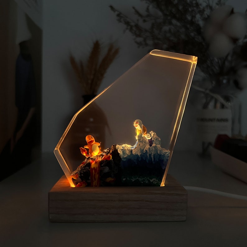 Squirtle Pokemon Resin Epoxy Lamp, Night Light