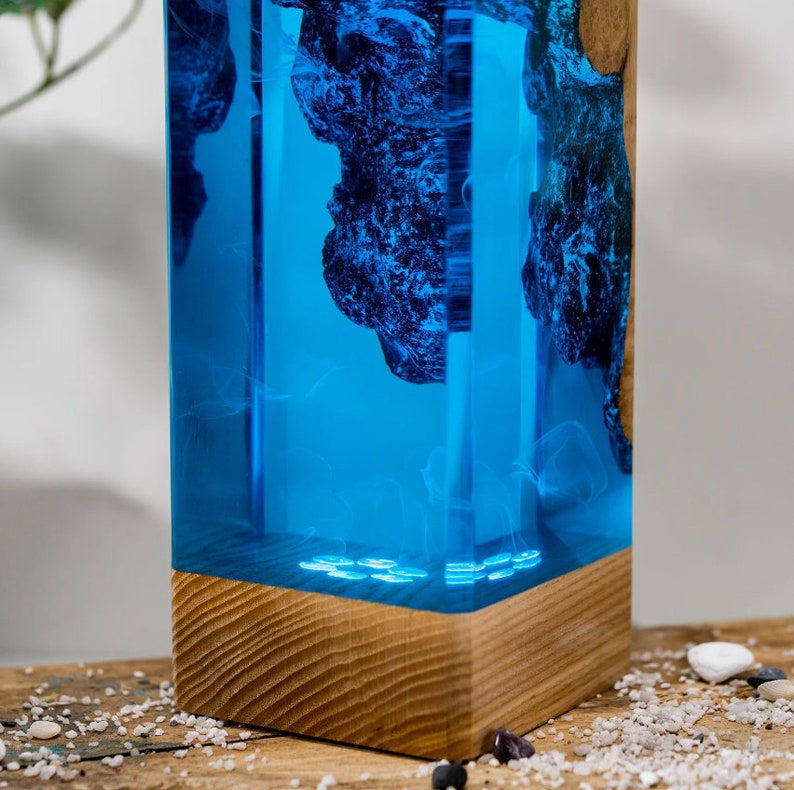 Blue Ocean Resin Epoxy Lamp, Night Light