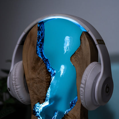 Headphone Stand Jellyfish Epoxy Lamp