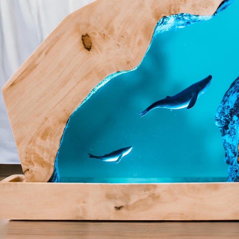 Whale Resin Epoxy Lamp, Night Light