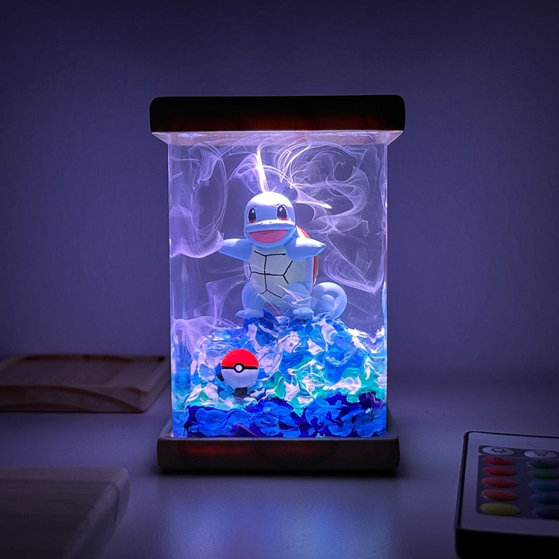 Squirtle Pokemon Resin Epoxy Lamp, Night Light