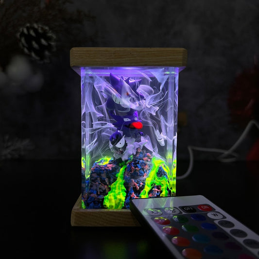 Gengar and Haunter Pokemon Resin Epoxy Lamp, Night Light