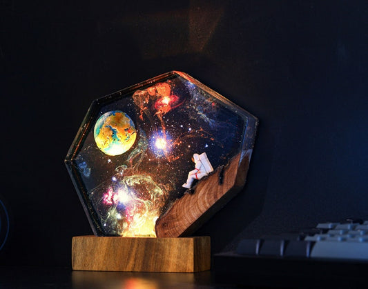 The EARTH and Astronaut Epoxy lamp