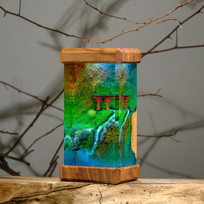 Torii Gate beside Stream Resin Lamp