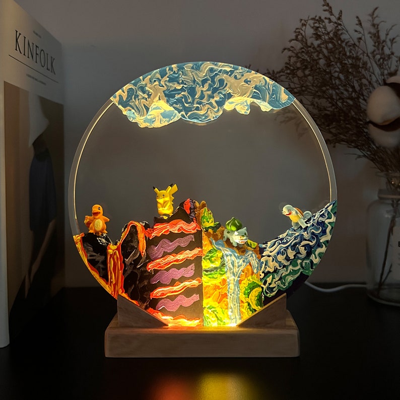 Pikachu Pokemon Resin Epoxy Lamp, Night Light