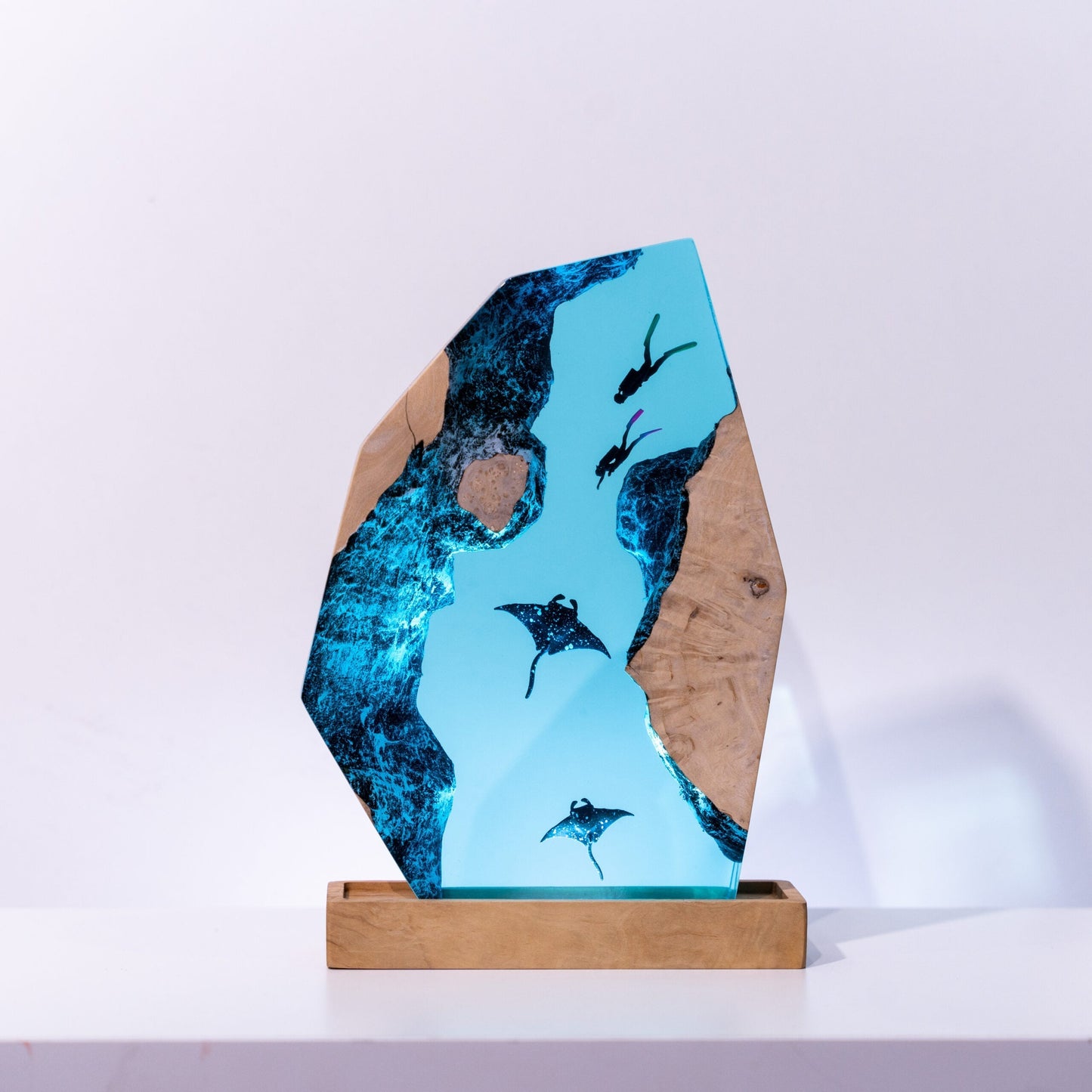 Scuba Diver Resin Lamp hexagon