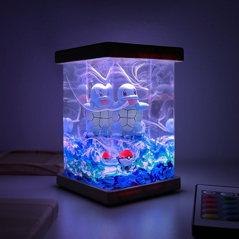 Squirtle Pokemon Resin Epoxy Lamp, Night Light