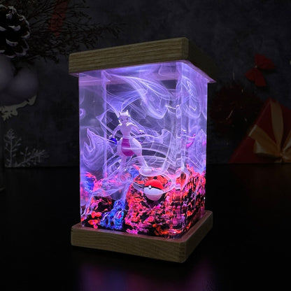 Mewtwo Pokemon Resin Epoxy Lamp, Night Light