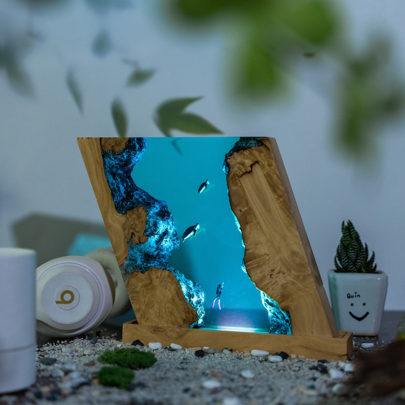 Whale Resin Epoxy Lamp, Night Light