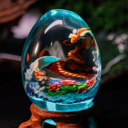 Japanese Koi Fish Resin Lamp Egg