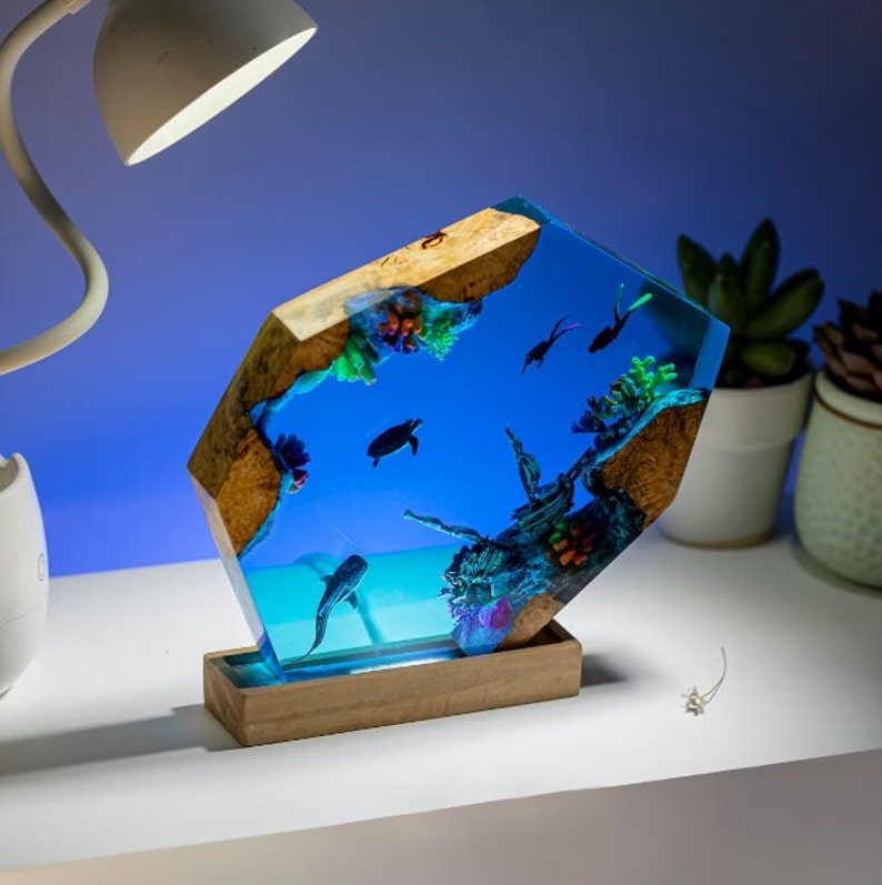 Scuba Diver Resin Epoxy Lamp, Night Light