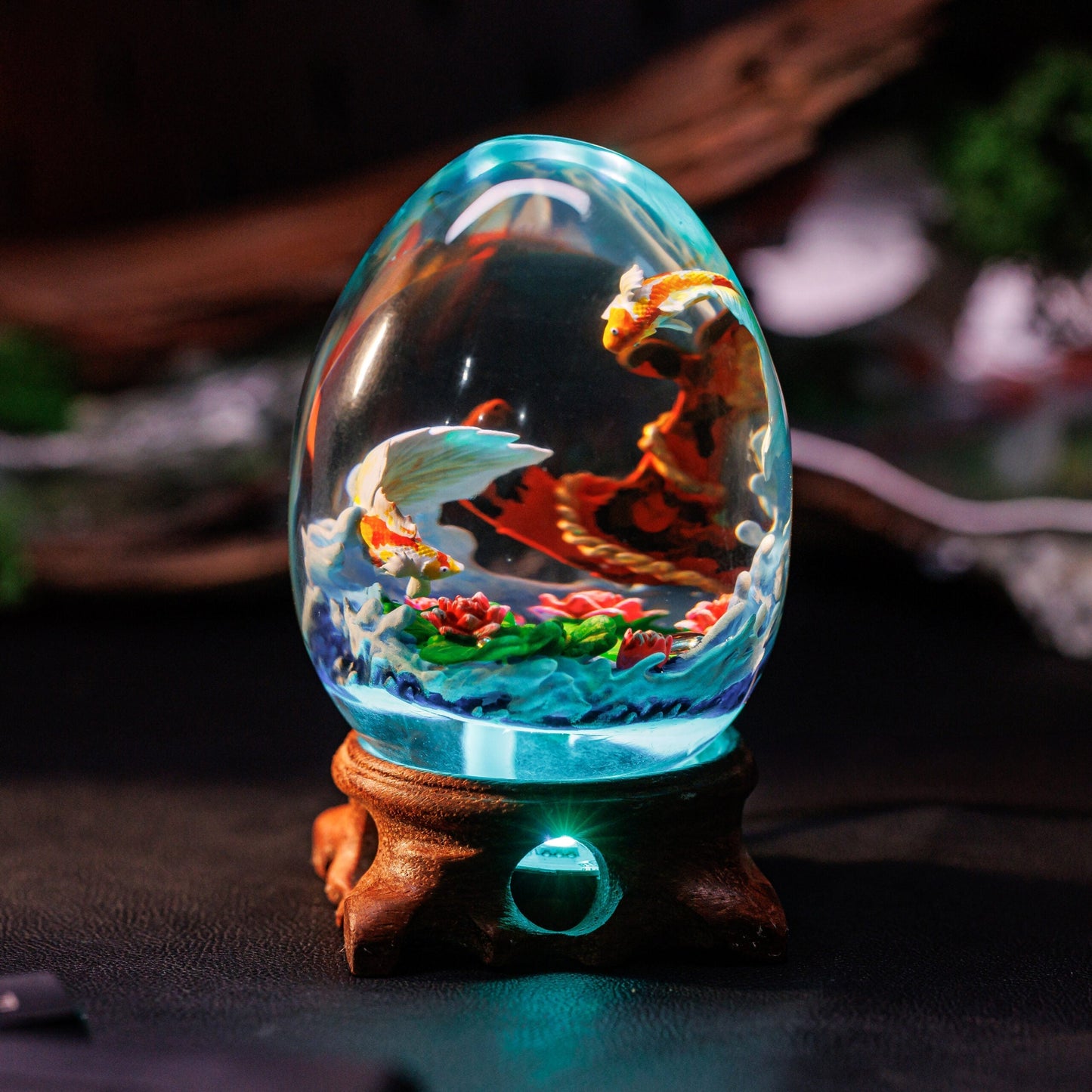 Japanese Koi Fish Resin Lamp Egg