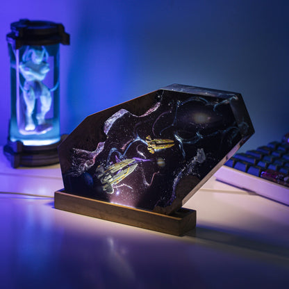 Spaceships & Astronaut in Interstellar Resin Lamp 1