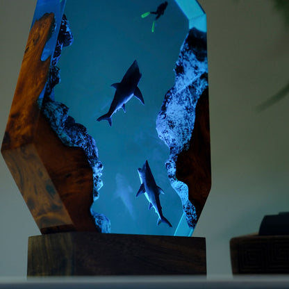 Scuba Diver Resin Epoxy Lamp, Night Light