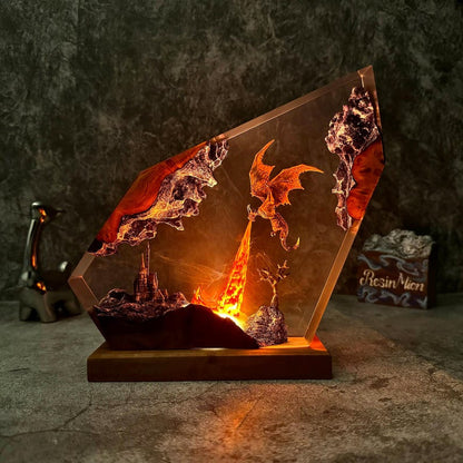 Fire Breath Dragon Resin Lamp