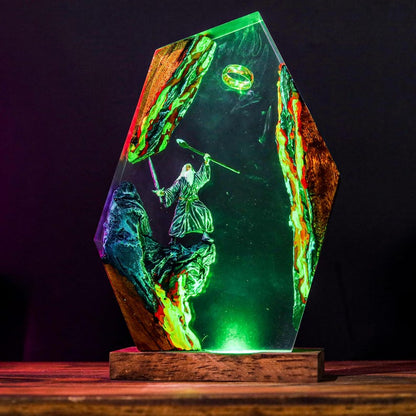 Grey Wizard Resin Ring OF Dark lord Epoxy Lamp