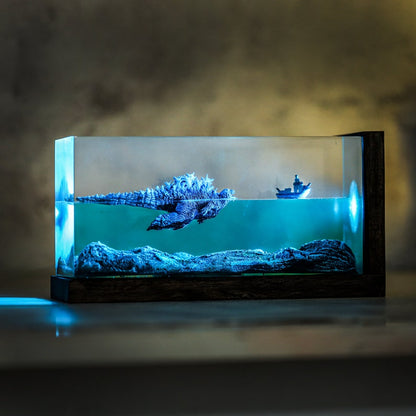 Swimming GODZILLA Epoxy Lamp