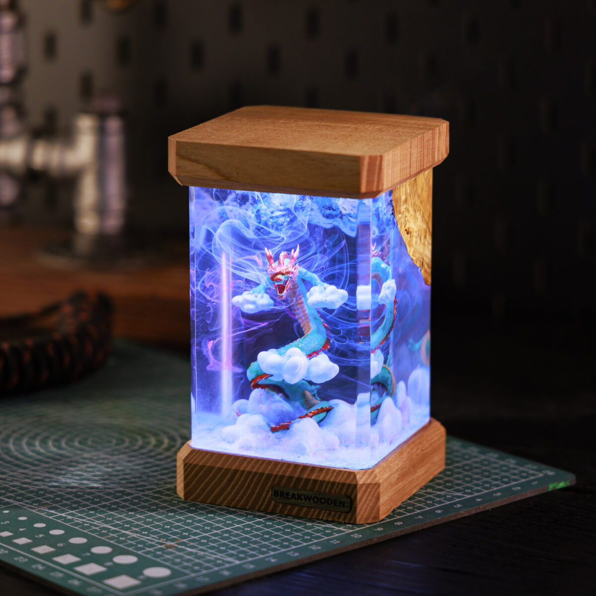 Mythology Blue Dragon Resin Lamp