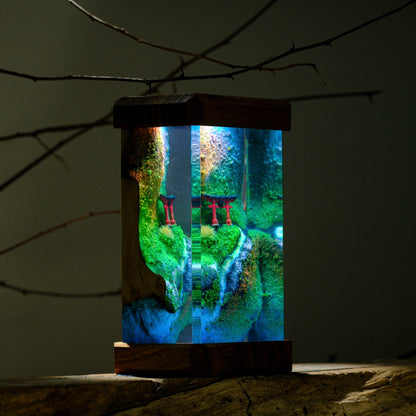 Torii Gate beside Stream Resin Lamp