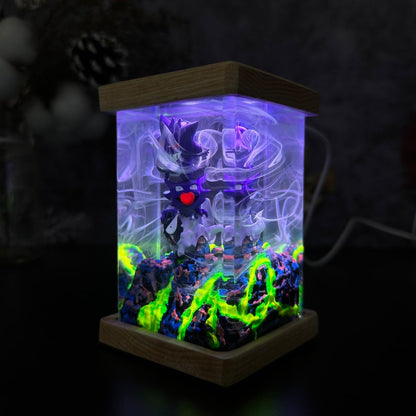 Gengar and Haunter Pokemon Resin Epoxy Lamp, Night Light