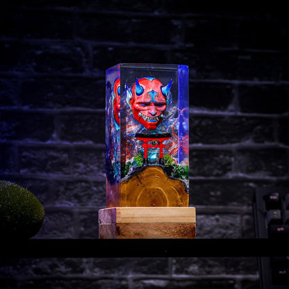 Honnari Hannya Mask and Torii Gate Epoxy Lamp