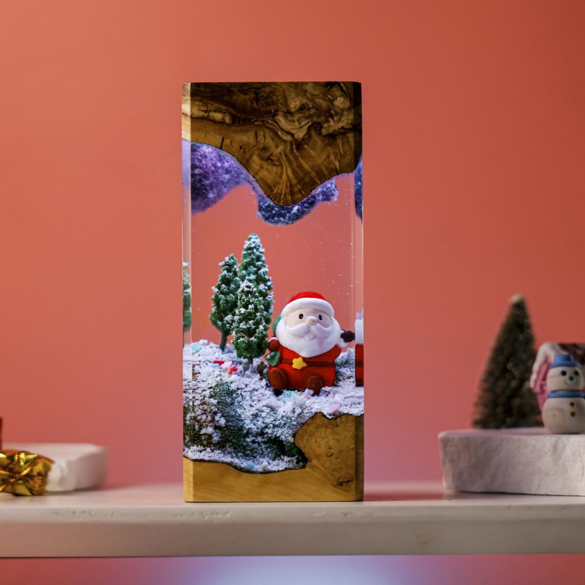 Christmas Snowman Santa Resin Lamp