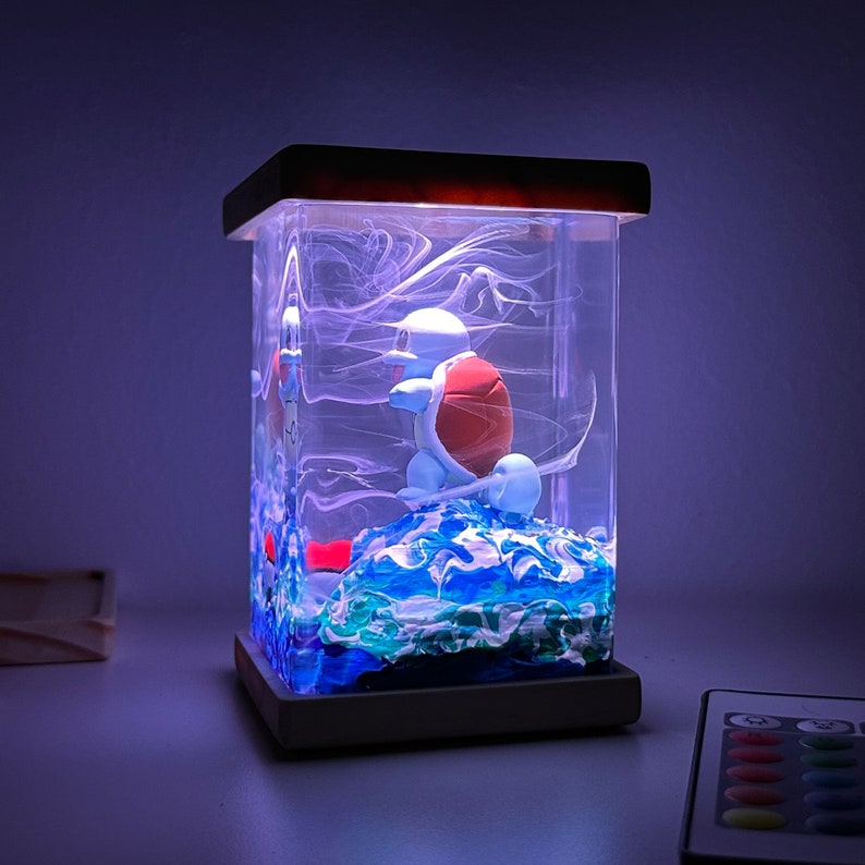 Squirtle Pokemon Resin Epoxy Lamp, Night Light