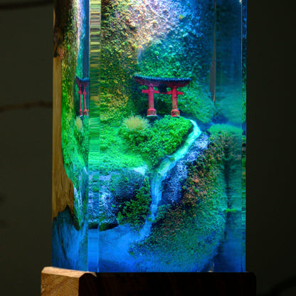 Torii Gate beside Stream Resin Lamp