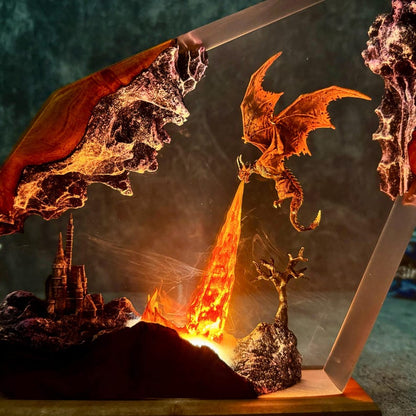 Fire Breath Dragon Resin Lamp